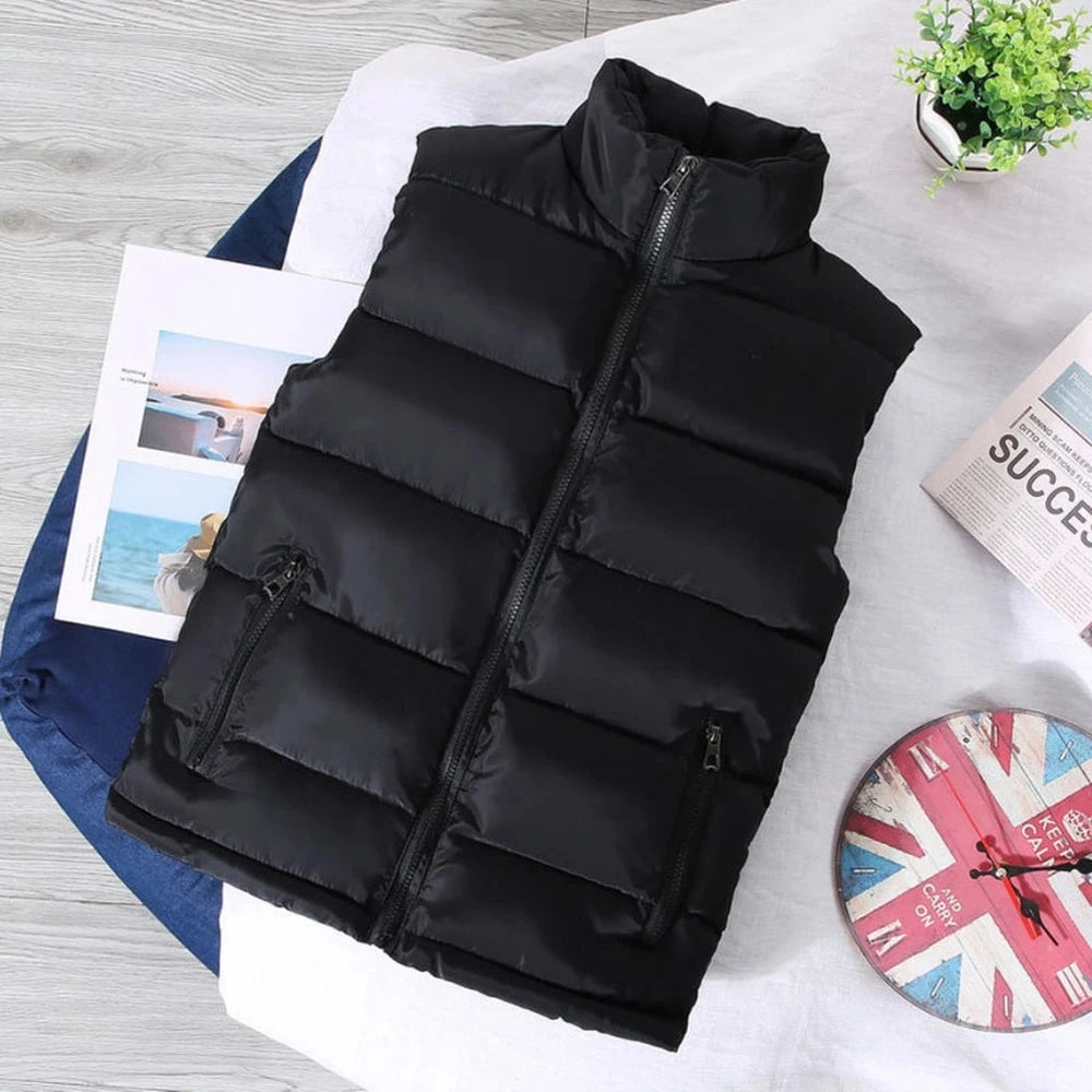 Men’s Slim Fit Puffer Vest – Lightweight Sleeveless Jacket with Stand Collar | Warm Casual Waistcoat for Spring & Autumn