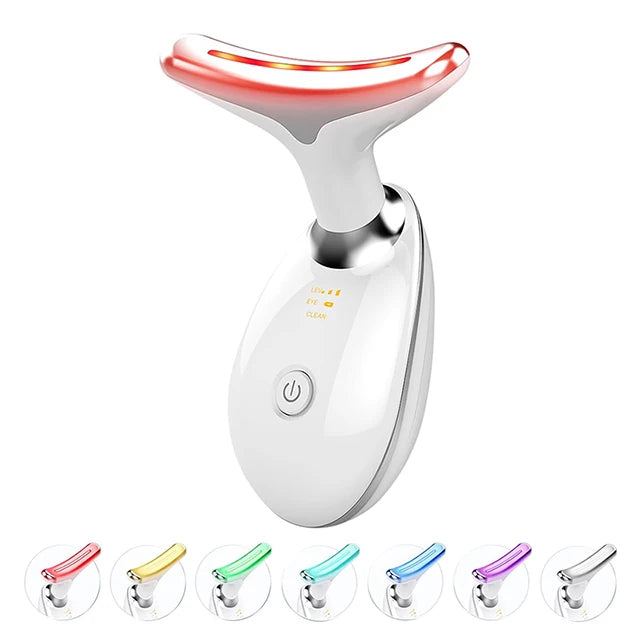 7 Colors LED Facial & Neck Massager – Anti-Aging & Skin Tightening Device