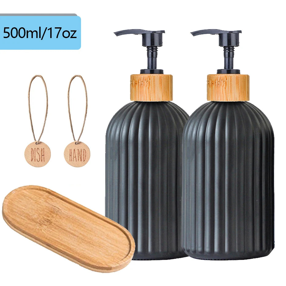 Luxury Black Soap Dispenser Set – Elegant Kitchen & Bathroom Bottles
