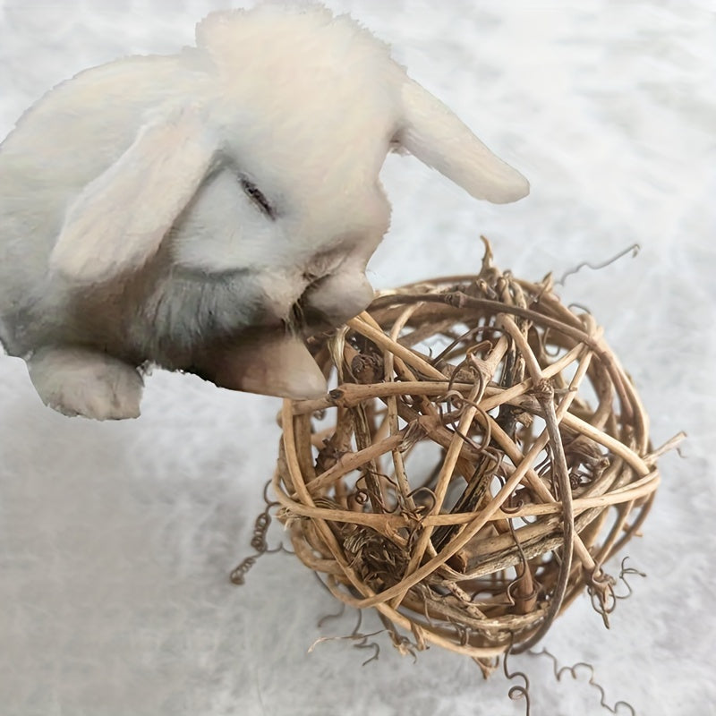 Natural Rattan Chew Toy Set for Small Pets - Ideal for Hamsters, Rabbits, Parrots & More - Durable Wicker Balls for Play and Exercise