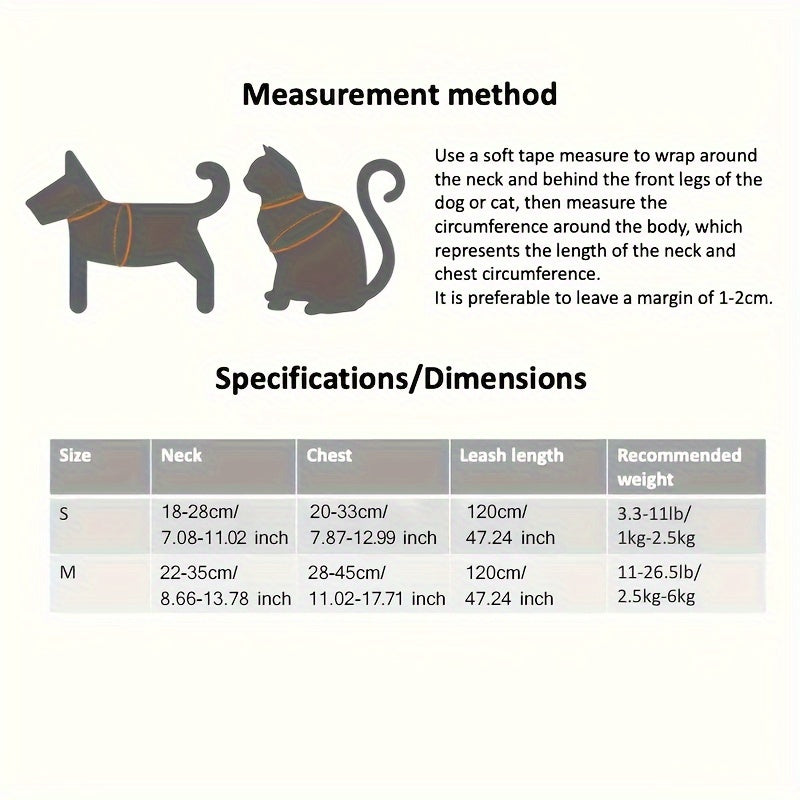 1pc Cute Cat Traction Leash, Adjustable Chest And Back Straps For Walking Pets, Pet Outdoor Traveling Supplies