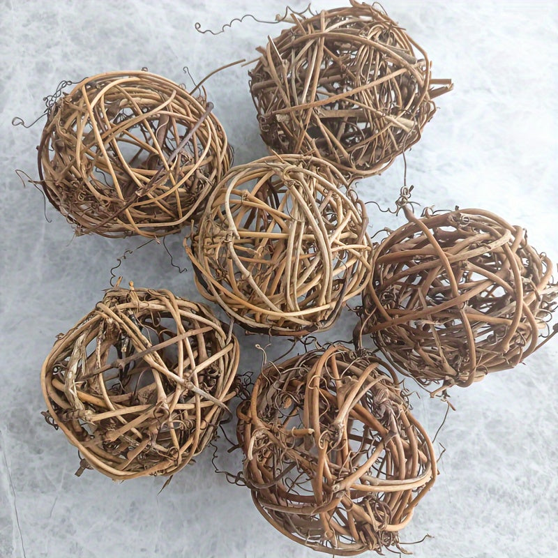 Natural Rattan Chew Toy Set for Small Pets - Ideal for Hamsters, Rabbits, Parrots & More - Durable Wicker Balls for Play and Exercise
