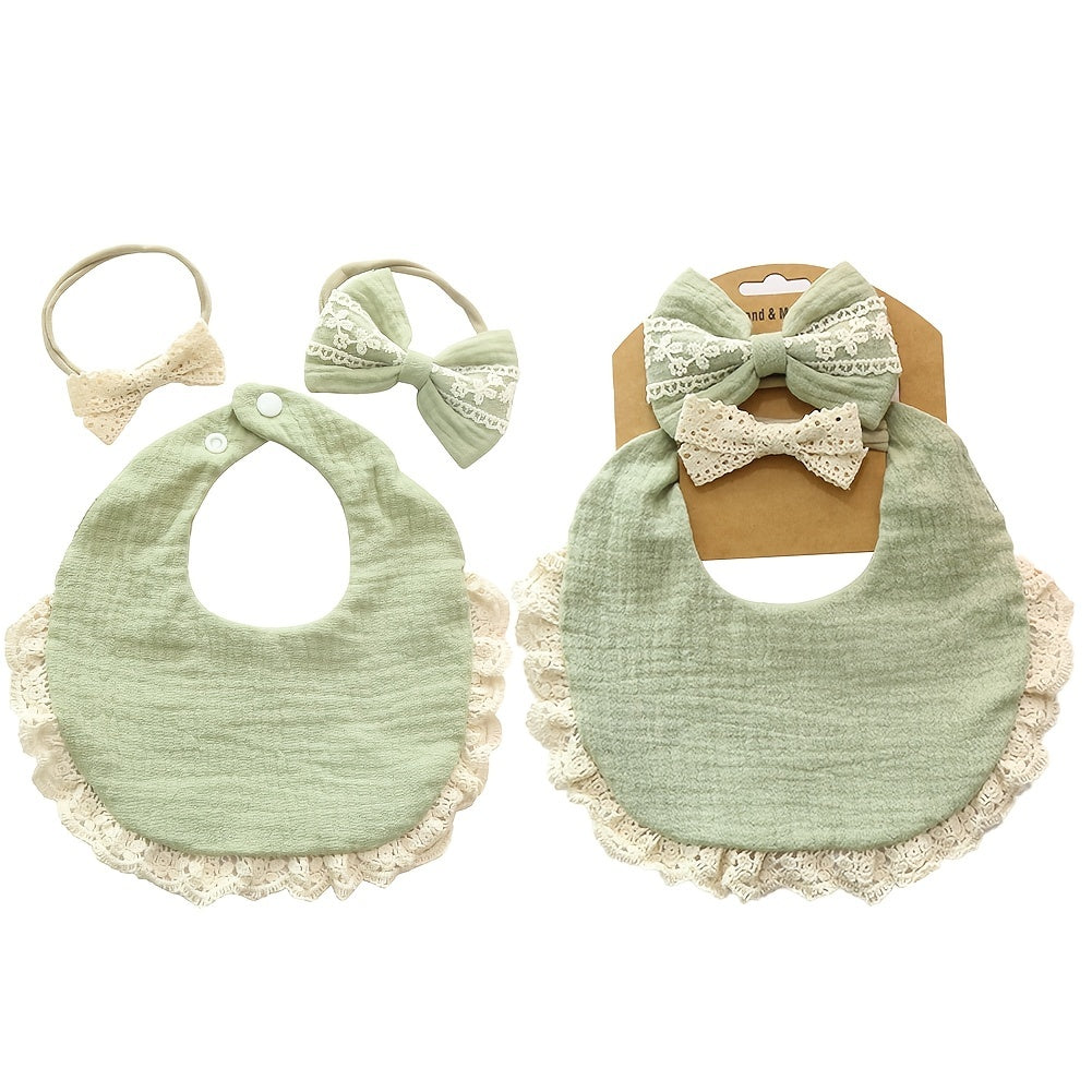 Two Headbands + One Bib Set, New Baby
