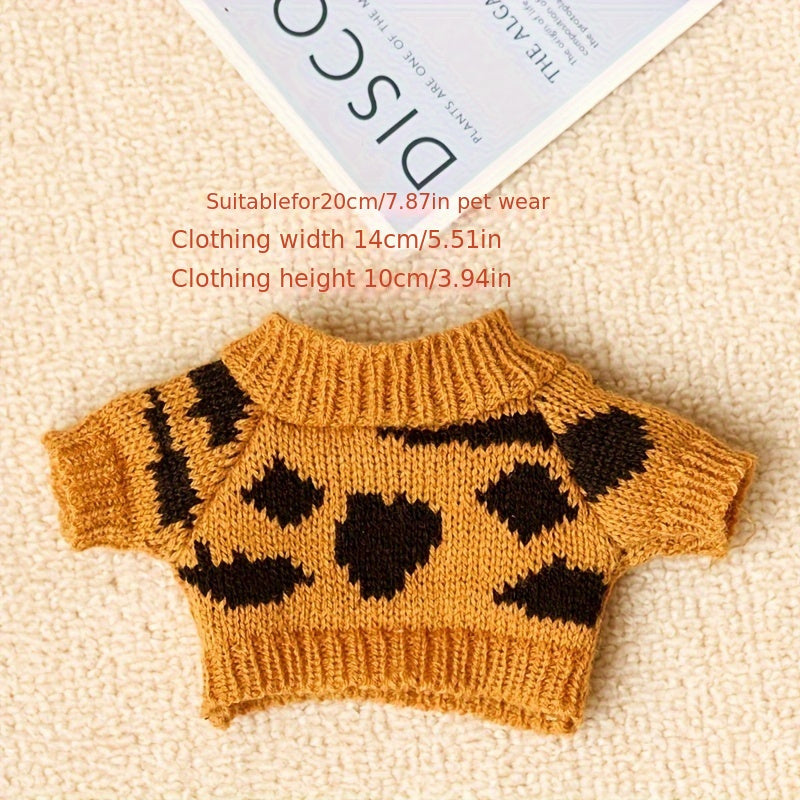 1pc Adorable Striped Knit Sweater for Small Pets - Cozy Hamster & Sugar Glider Pullover with Embroidered Emblem, Perfect for Doll Clothes Accessories, Pet Sweater
