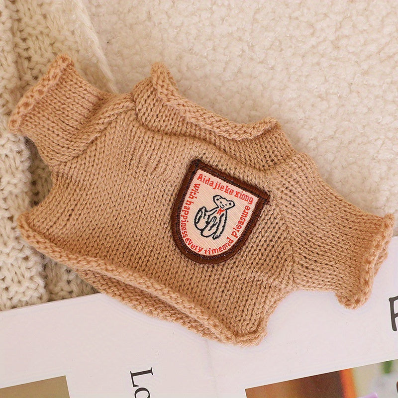 1pc Adorable Striped Knit Sweater for Small Pets - Cozy Hamster & Sugar Glider Pullover with Embroidered Emblem, Perfect for Doll Clothes Accessories, Pet Sweater