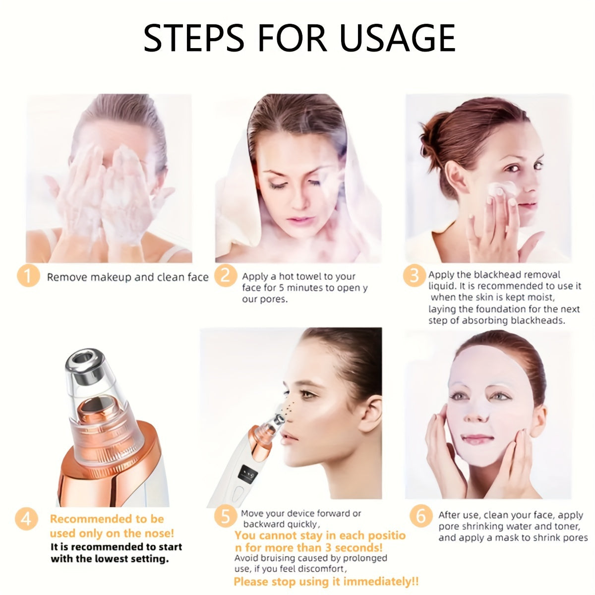 Rechargeable Blackhead Remover – Electric Pore Vacuum Cleaner with 5 Probes