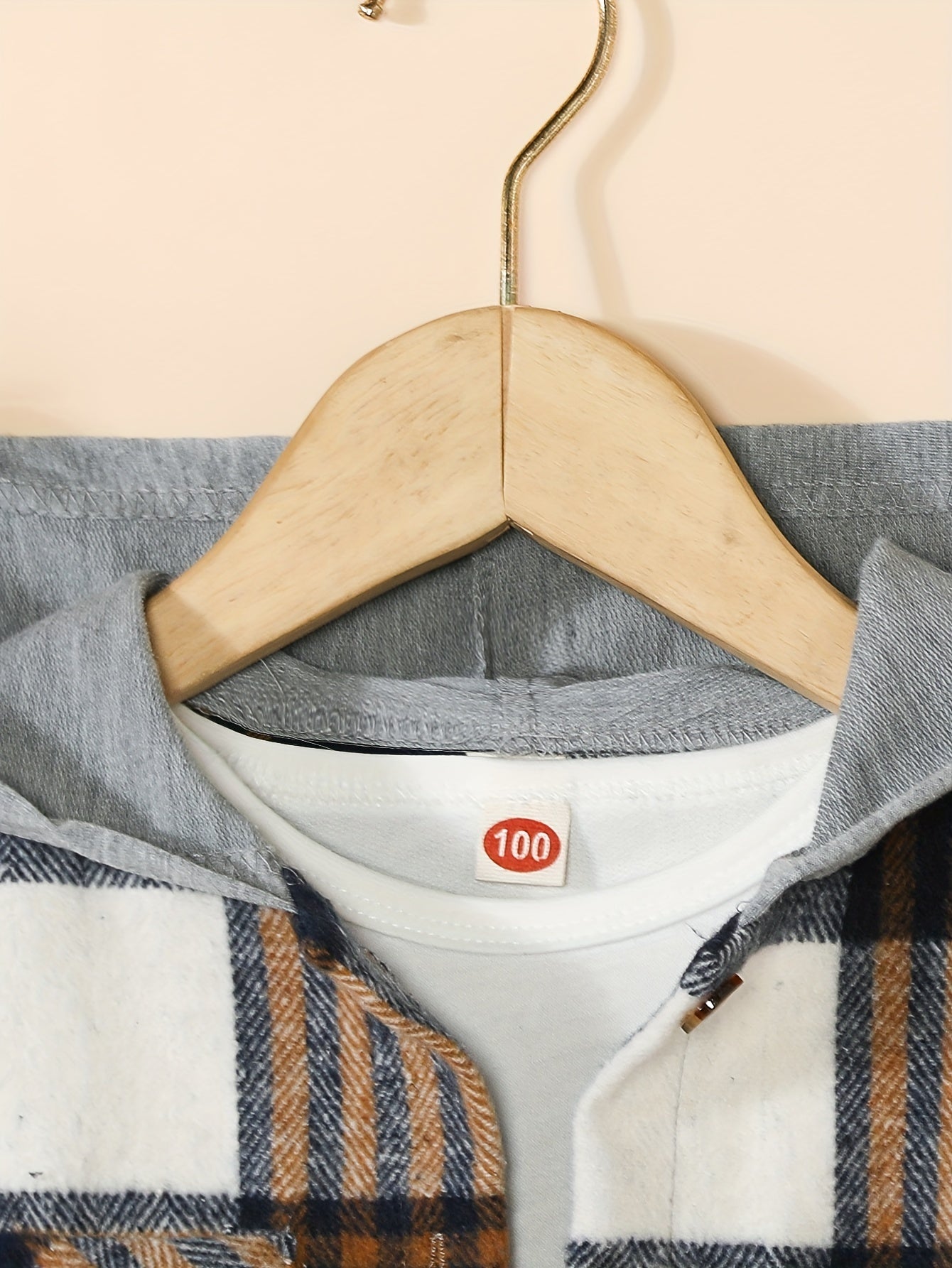 Boy's Hooded Plaid Long Sleeve Button Up Shirt With Pockets