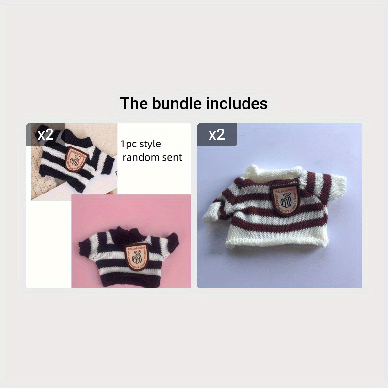 1pc Adorable Striped Knit Sweater for Small Pets - Cozy Hamster & Sugar Glider Pullover with Embroidered Emblem, Perfect for Doll Clothes Accessories, Pet Sweater