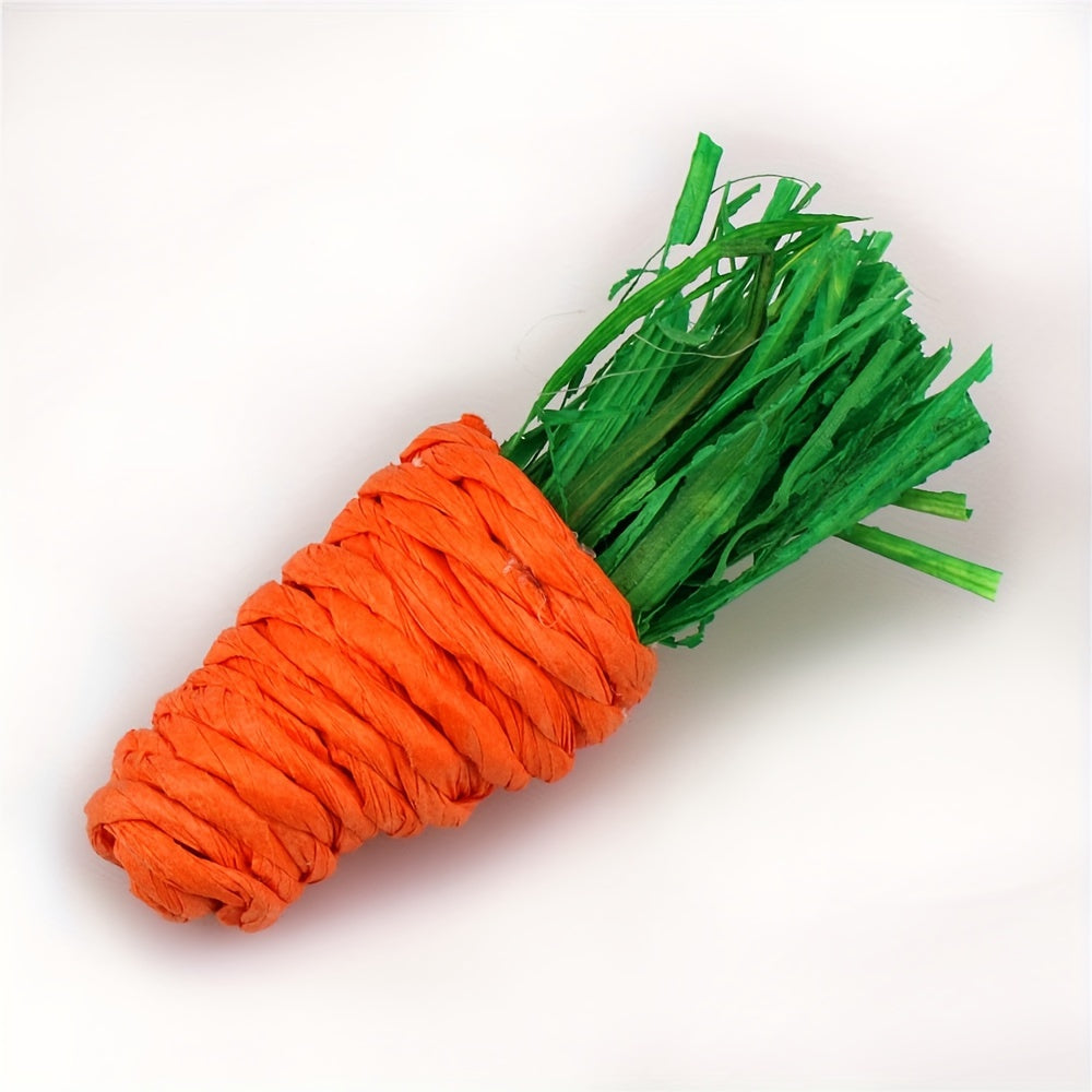 Fabric Teething Toys for Small Pets – Handmade Paper Rope Carrot & Corn-Shaped Chew Toys for Hamsters, Chinchillas, Guinea Pigs – Durable Boredom Relief Small Animal Play Snacks