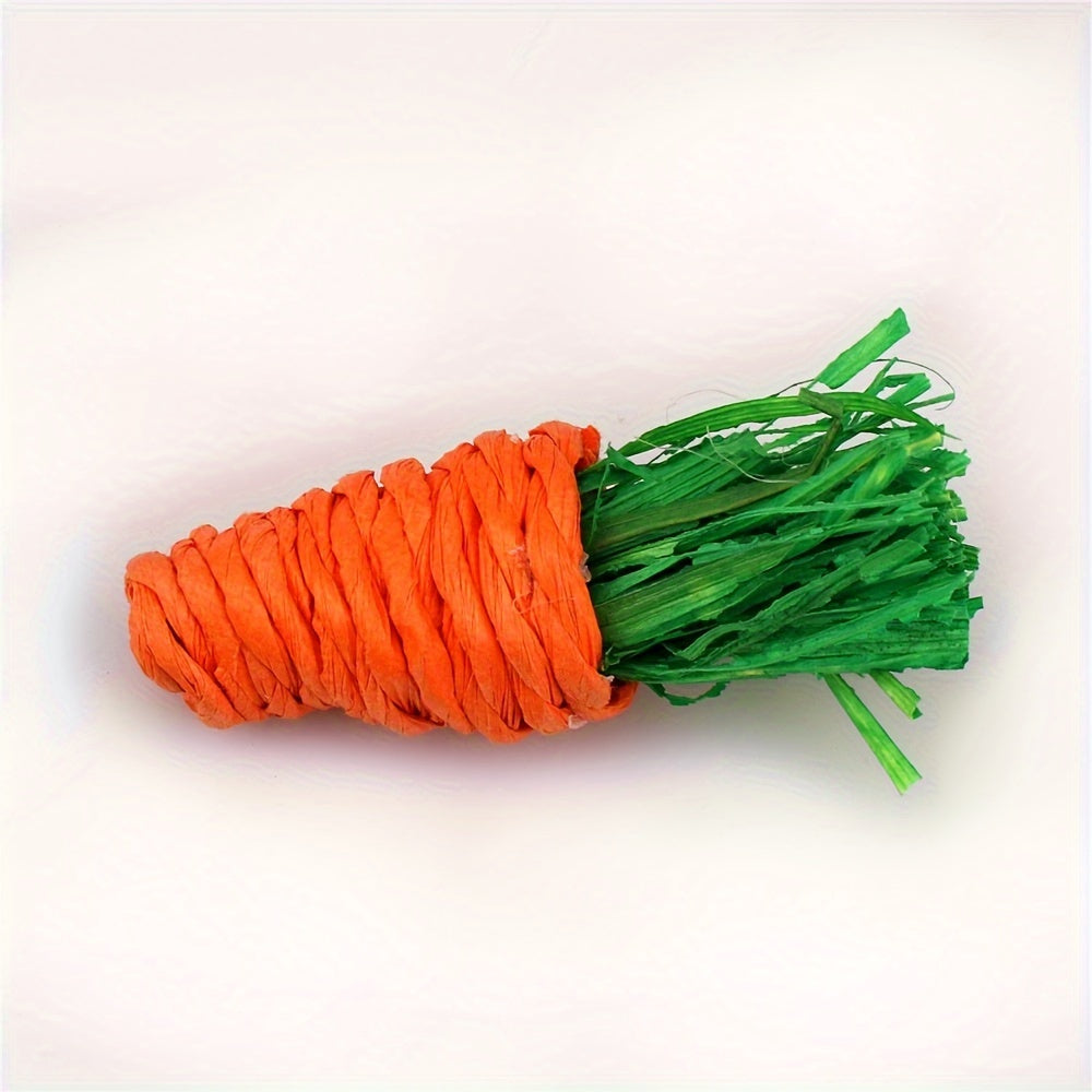Fabric Teething Toys for Small Pets – Handmade Paper Rope Carrot & Corn-Shaped Chew Toys for Hamsters, Chinchillas, Guinea Pigs – Durable Boredom Relief Small Animal Play Snacks