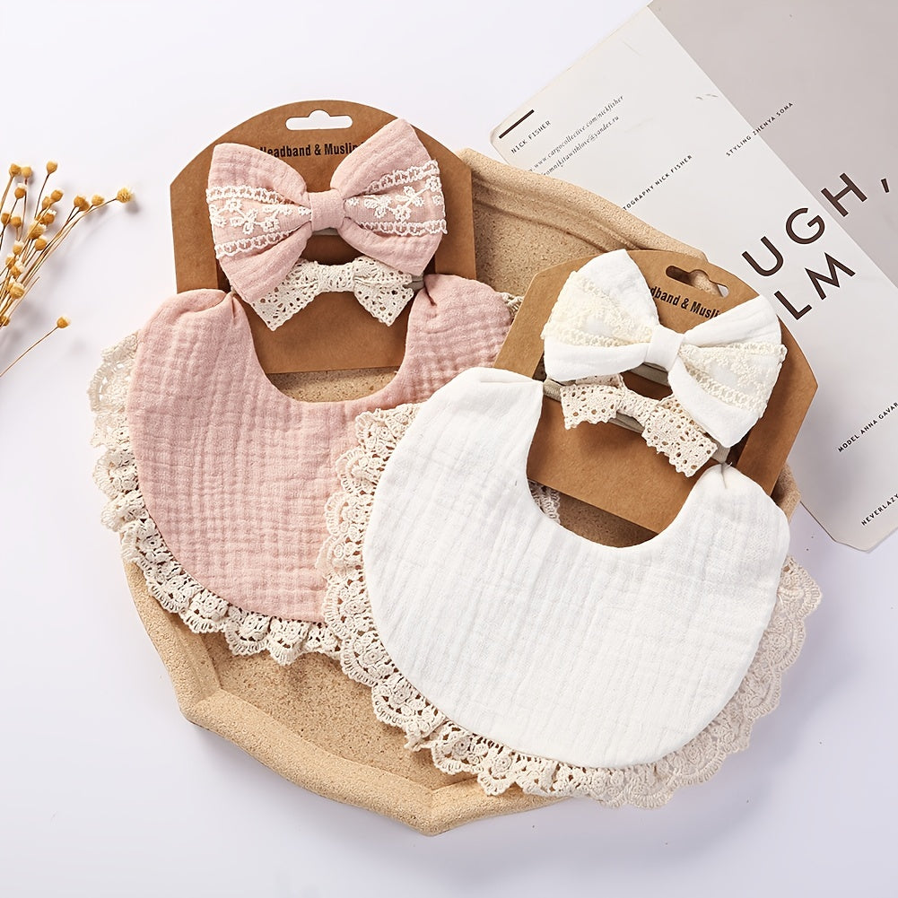 Two Headbands + One Bib Set, New Baby