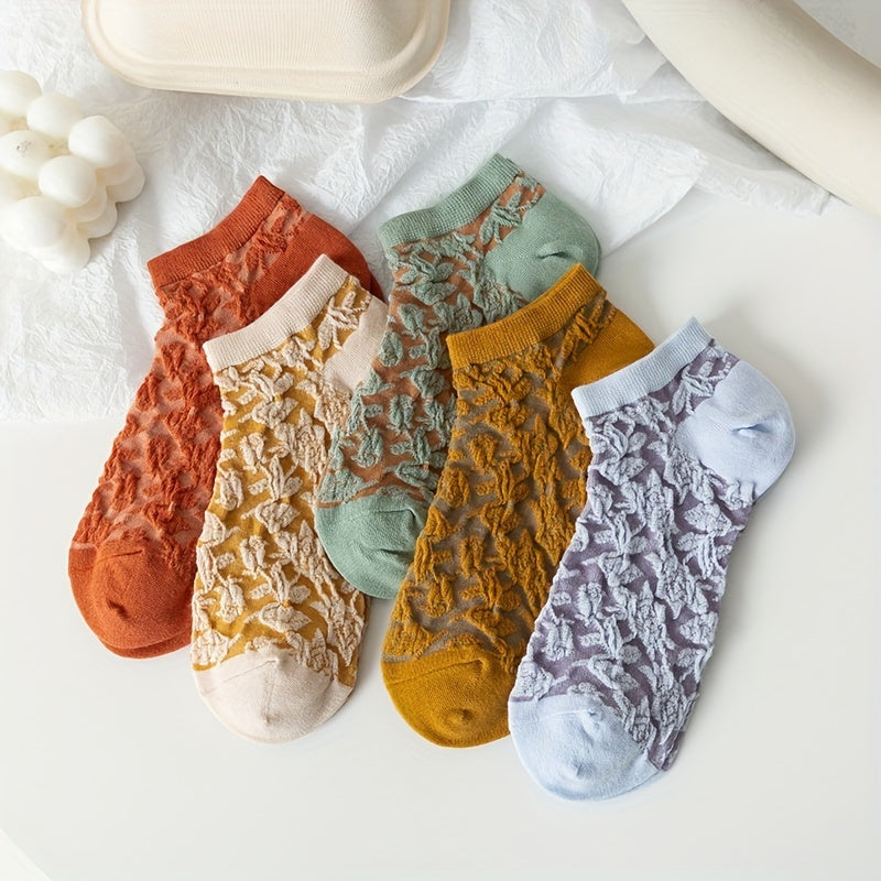 5 Pairs of Cozy Vintage Socks – Japanese Floral Charm for Your Everyday Style