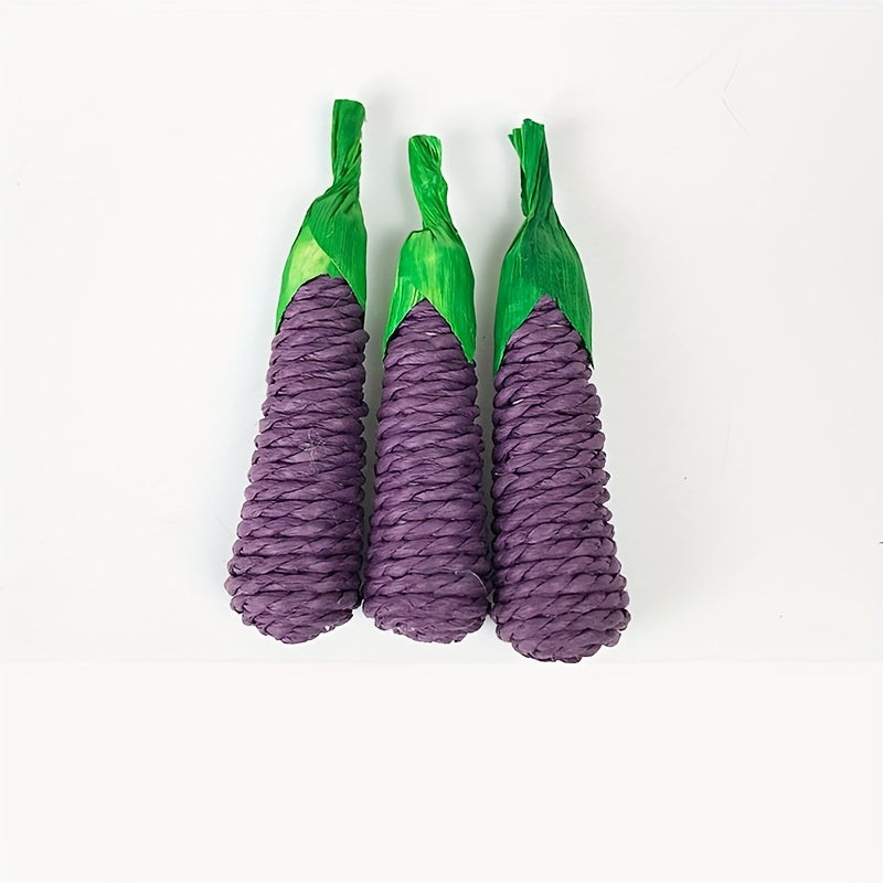 Fabric Teething Toys for Small Pets – Handmade Paper Rope Carrot & Corn-Shaped Chew Toys for Hamsters, Chinchillas, Guinea Pigs – Durable Boredom Relief Small Animal Play Snacks