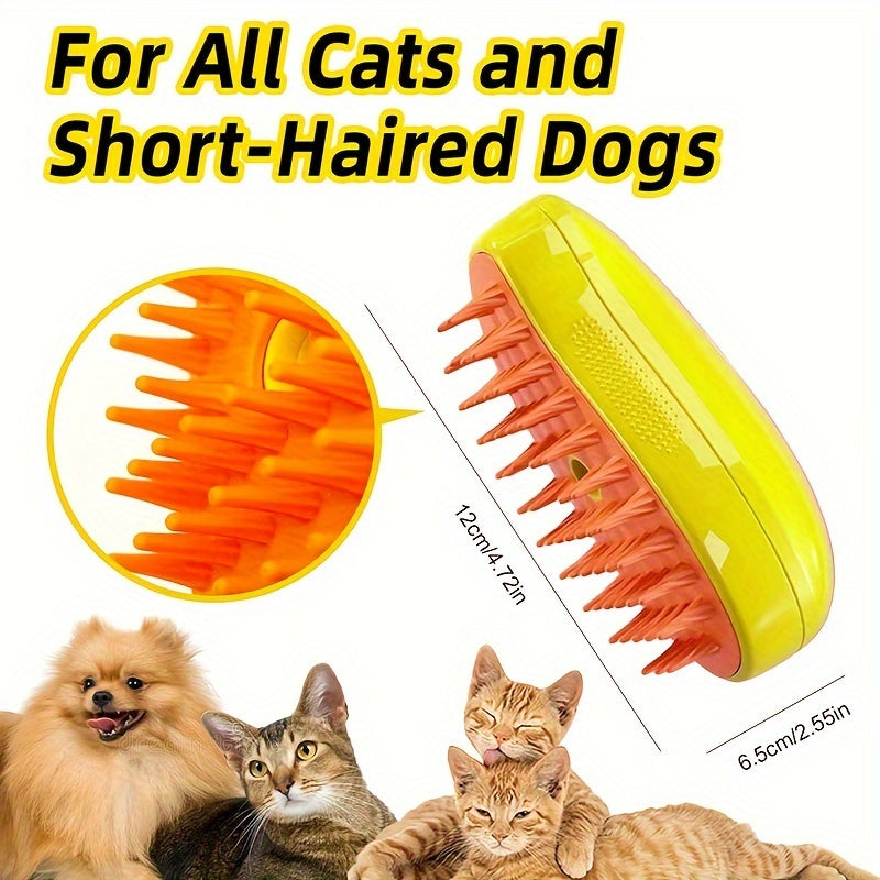 3-in-1 Cat Grooming Brush – Self-Cleaning & Massaging Tool