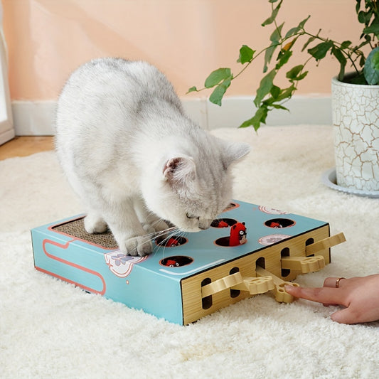 Interactive Cat Toy with Scratching Board - Fun Hamster Machine Game for Kittens and Pets