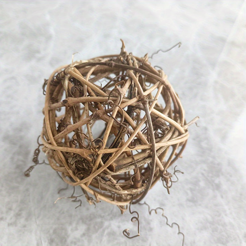 Natural Rattan Chew Toy Set for Small Pets - Ideal for Hamsters, Rabbits, Parrots & More - Durable Wicker Balls for Play and Exercise