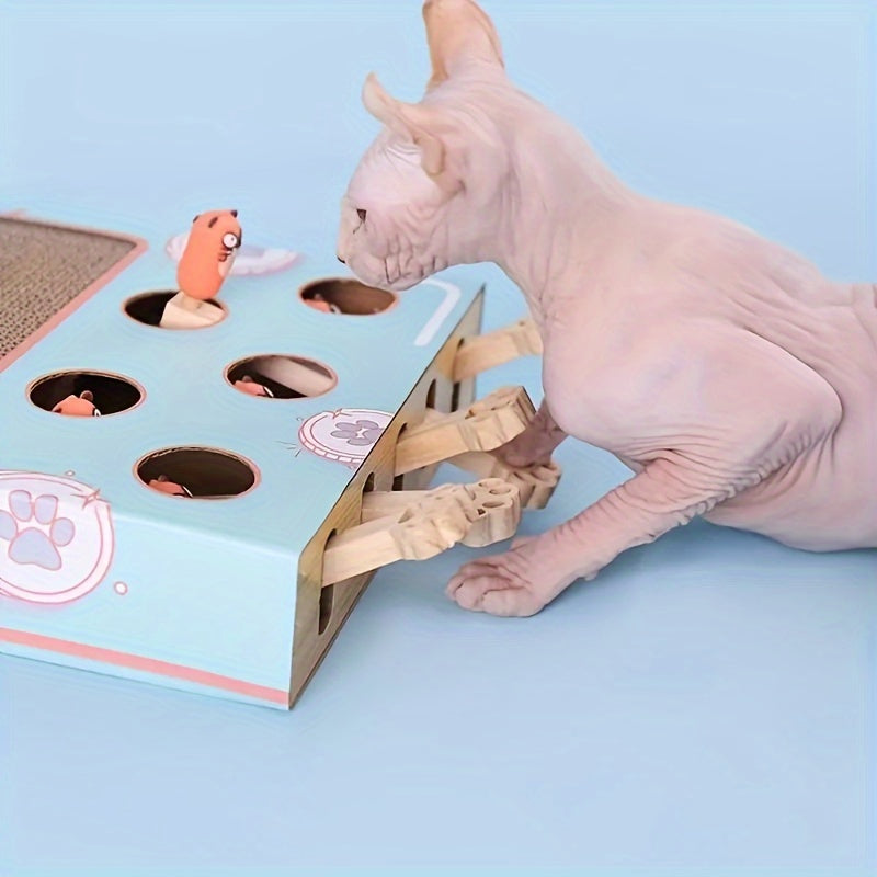 Interactive Cat Toy with Scratching Board - Fun Hamster Machine Game for Kittens and Pets