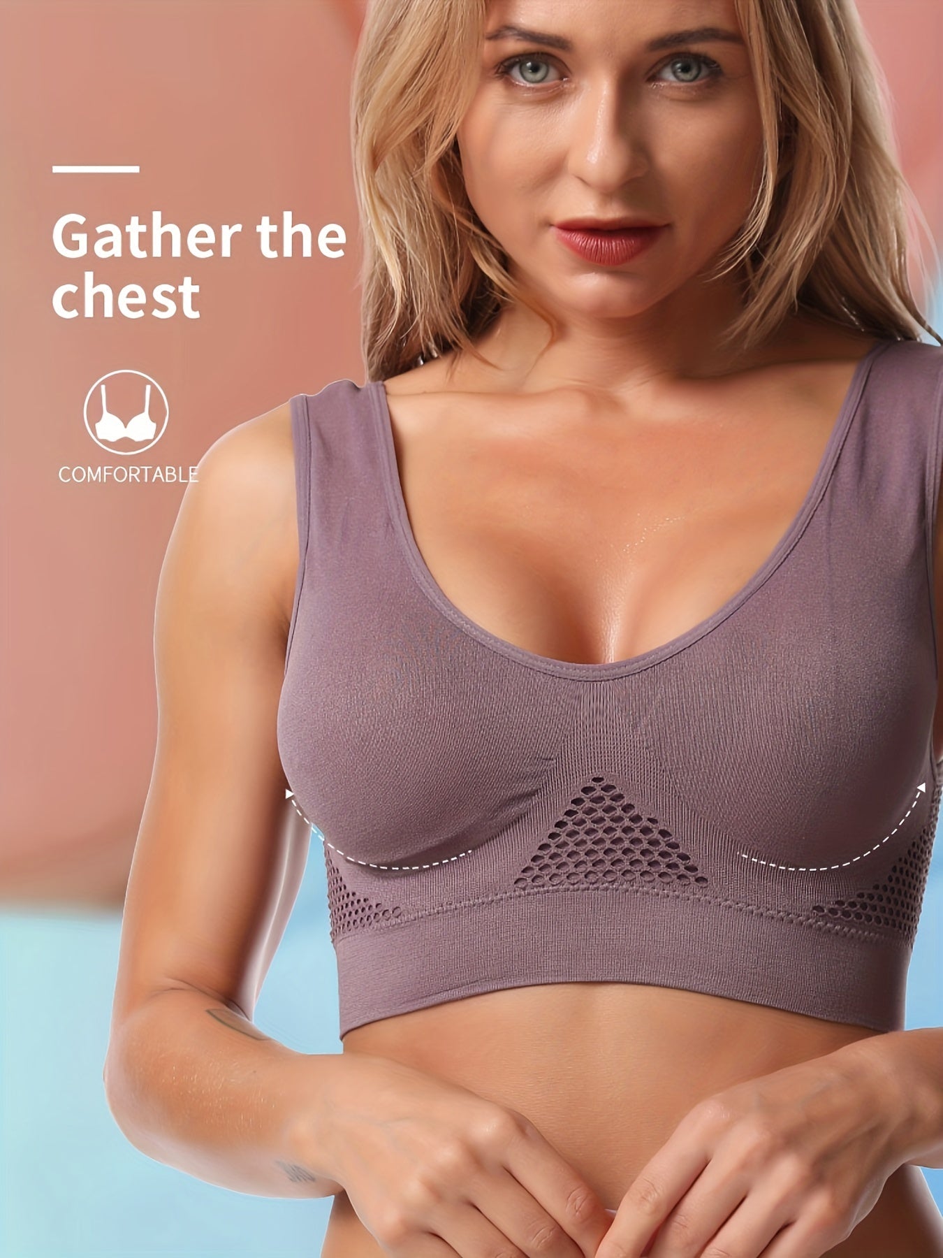 Women’s Seamless Comfort Bra – Wireless Push Up Vest with Removable Pads