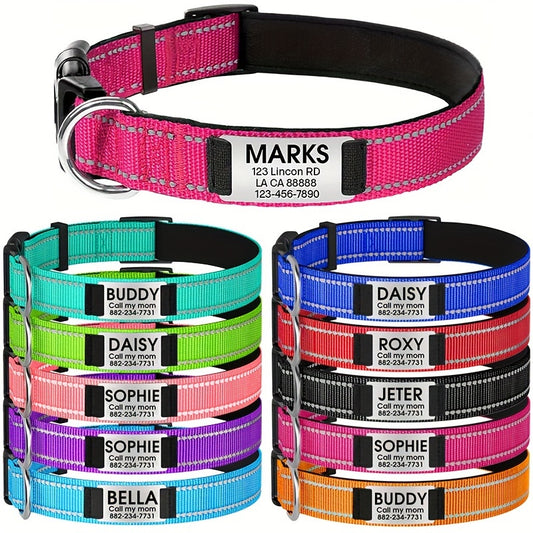 Personalized Pet Collars, Customized Dog Nylon Collar With ID Pendant Tag, Dog Outdoor Accessories And Decorations - Nice Gift For Pets