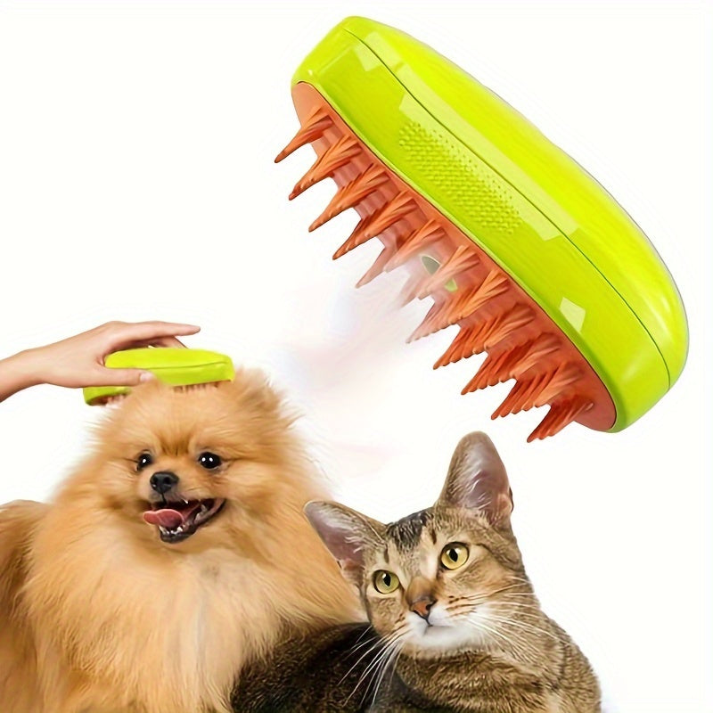 3-in-1 Cat Grooming Brush – Self-Cleaning & Massaging Tool