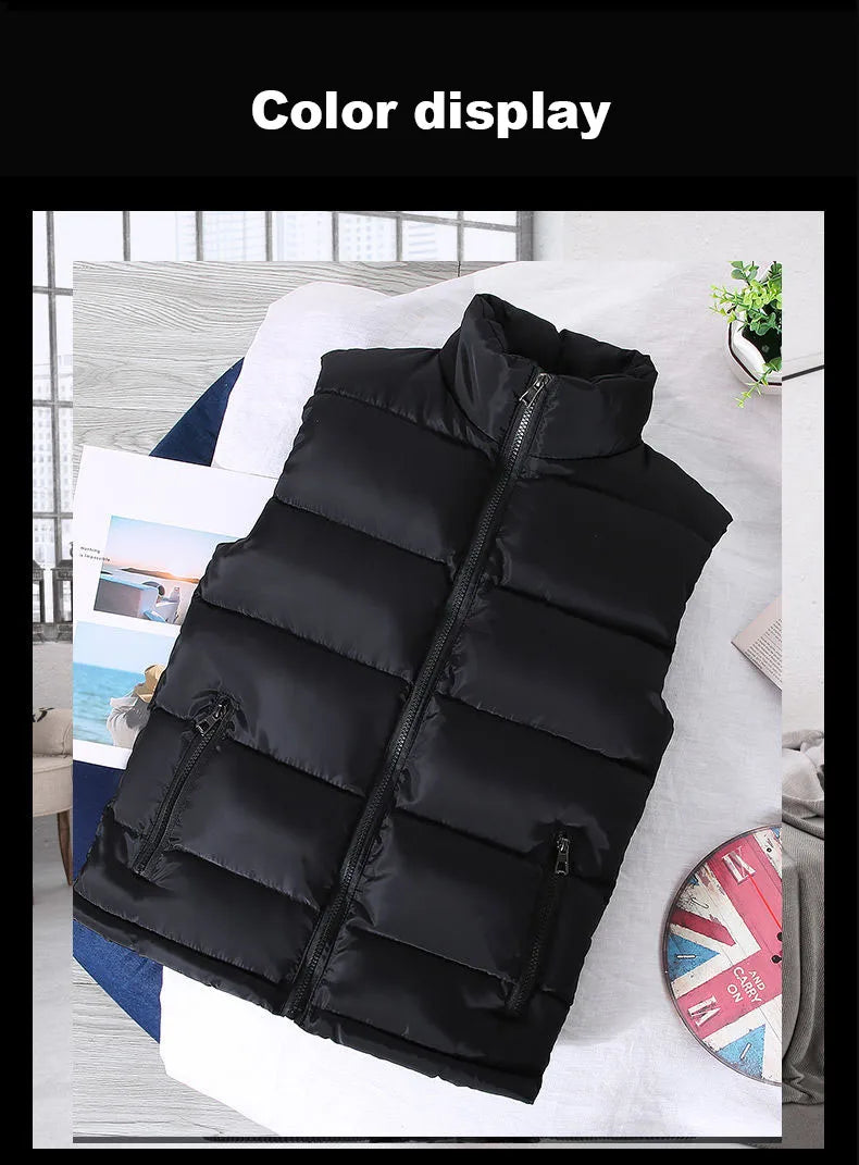 Men’s Slim Fit Puffer Vest – Lightweight Sleeveless Jacket with Stand Collar | Warm Casual Waistcoat for Spring & Autumn