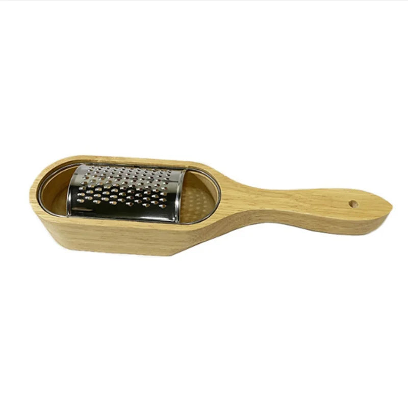 Wooden Cheese Grater with Storage Box – Handheld Kitchen Tool