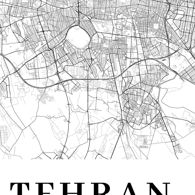 Tehran Area Iran Map Prints City Street Poster Iran Persia Persian Map Canvas Painting Living Room Decor