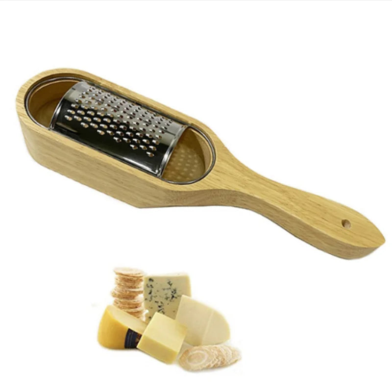 Wooden Cheese Grater with Storage Box – Handheld Kitchen Tool