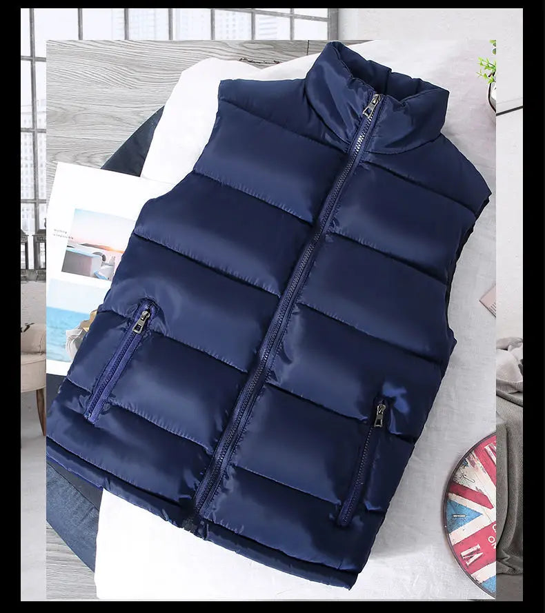 Men’s Slim Fit Puffer Vest – Lightweight Sleeveless Jacket with Stand Collar | Warm Casual Waistcoat for Spring & Autumn