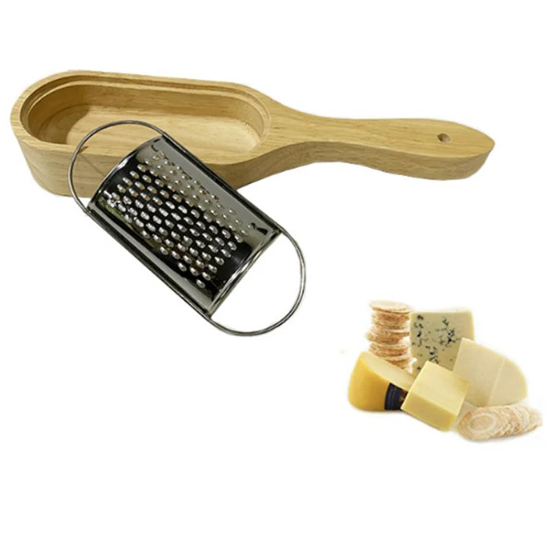 Wooden Cheese Grater with Storage Box – Handheld Kitchen Tool