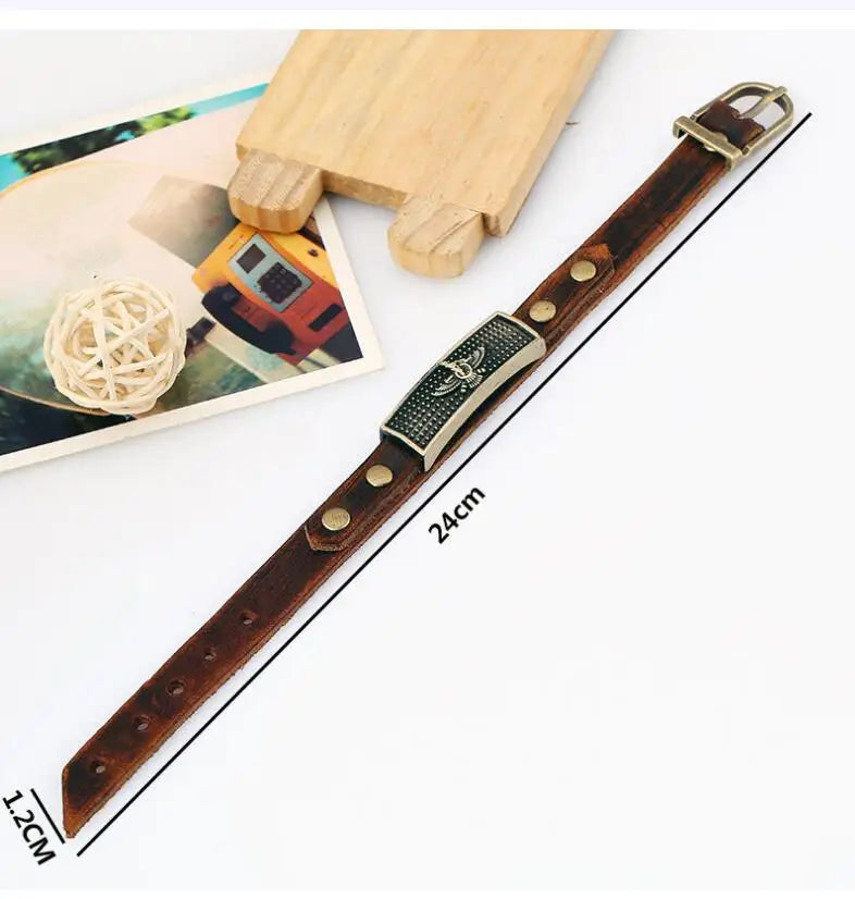 Persian Farvahar Leather Bracelet – Handmade Vintage Design