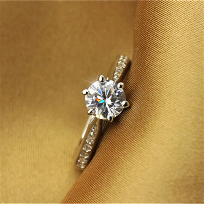 Elegant Silver Plated Zirconia Ring – Bridal & Engagement Jewelry for Women