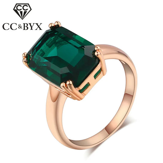 Vintage Rose Gold Ring with Emerald Green Stone – Elegant Bridal Jewelry