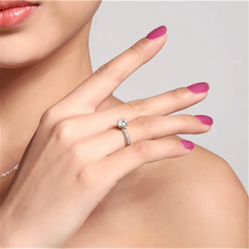 Elegant Silver Plated Zirconia Ring – Bridal & Engagement Jewelry for Women