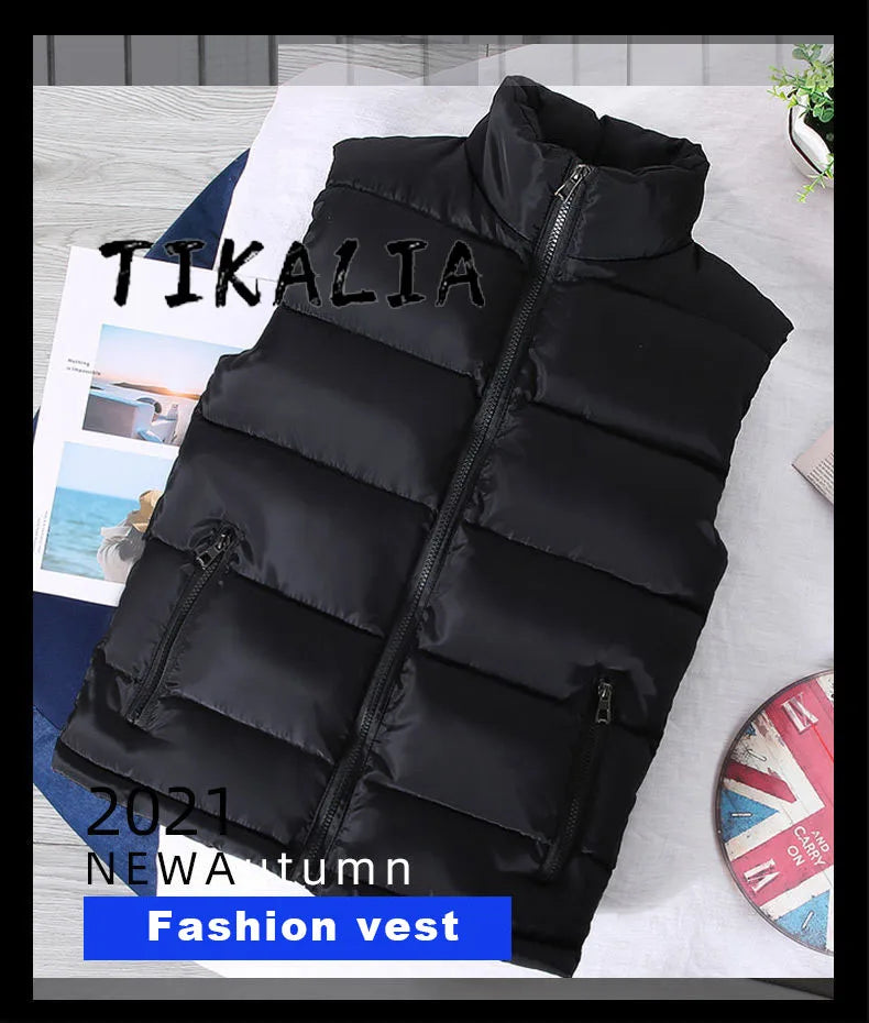 Men’s Slim Fit Puffer Vest – Lightweight Sleeveless Jacket with Stand Collar | Warm Casual Waistcoat for Spring & Autumn
