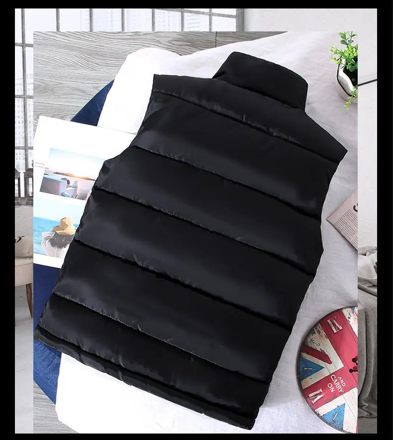 Men’s Slim Fit Puffer Vest – Lightweight Sleeveless Jacket with Stand Collar | Warm Casual Waistcoat for Spring & Autumn