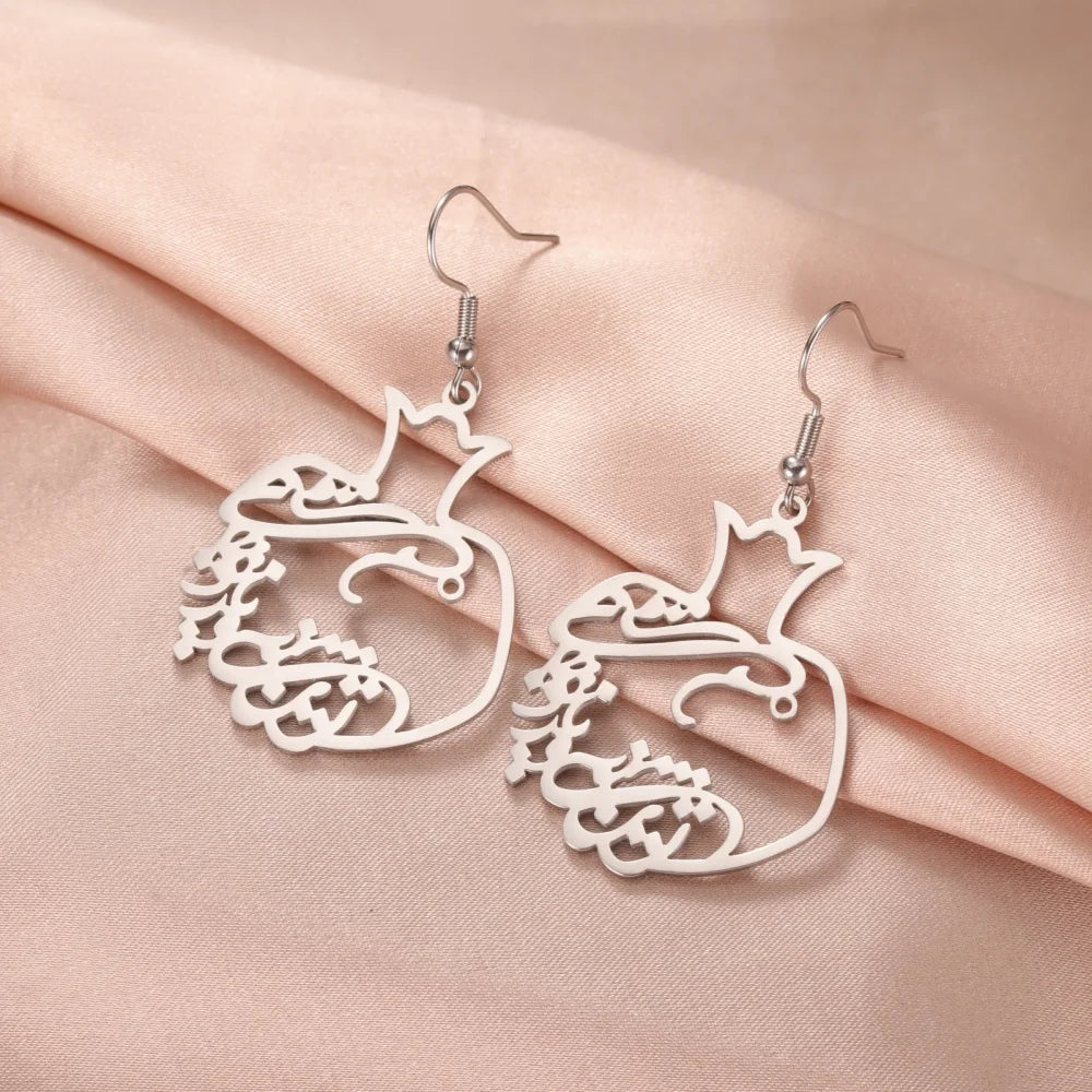 Persian Pomegranate “Eshgh” Earrings – Golden Stainless Steel Dangle Design