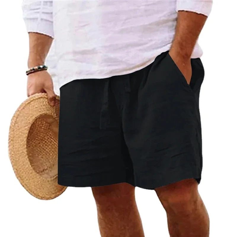 Men’s Cotton Linen Summer Shorts – Lightweight Casual Beach & Gym Pants | Breathable Drawstring Jogger Shorts