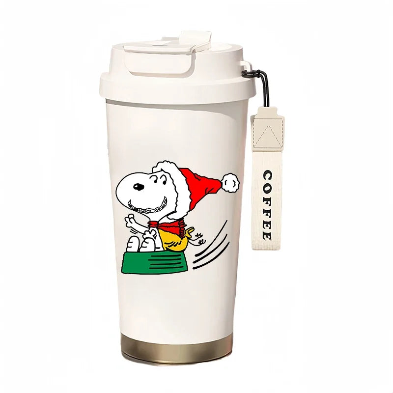 500ml Snoopy Thermos Bottle with Straw – Cute Cartoon Insulated Cup for Coffee, Tea & Milk