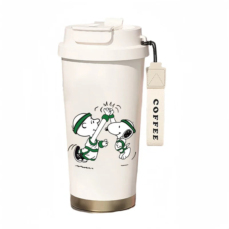 500ml Snoopy Thermos Bottle with Straw – Cute Cartoon Insulated Cup for Coffee, Tea & Milk