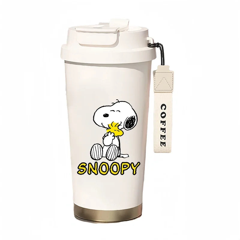 500ml Snoopy Thermos Bottle with Straw – Cute Cartoon Insulated Cup for Coffee, Tea & Milk