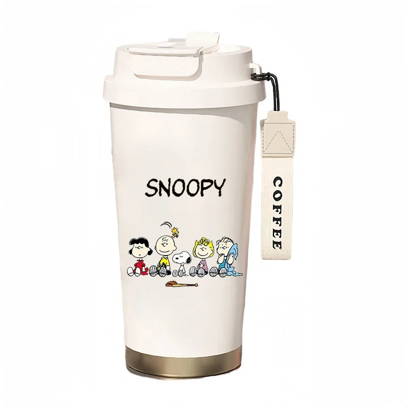 500ml Snoopy Thermos Bottle with Straw – Cute Cartoon Insulated Cup for Coffee, Tea & Milk