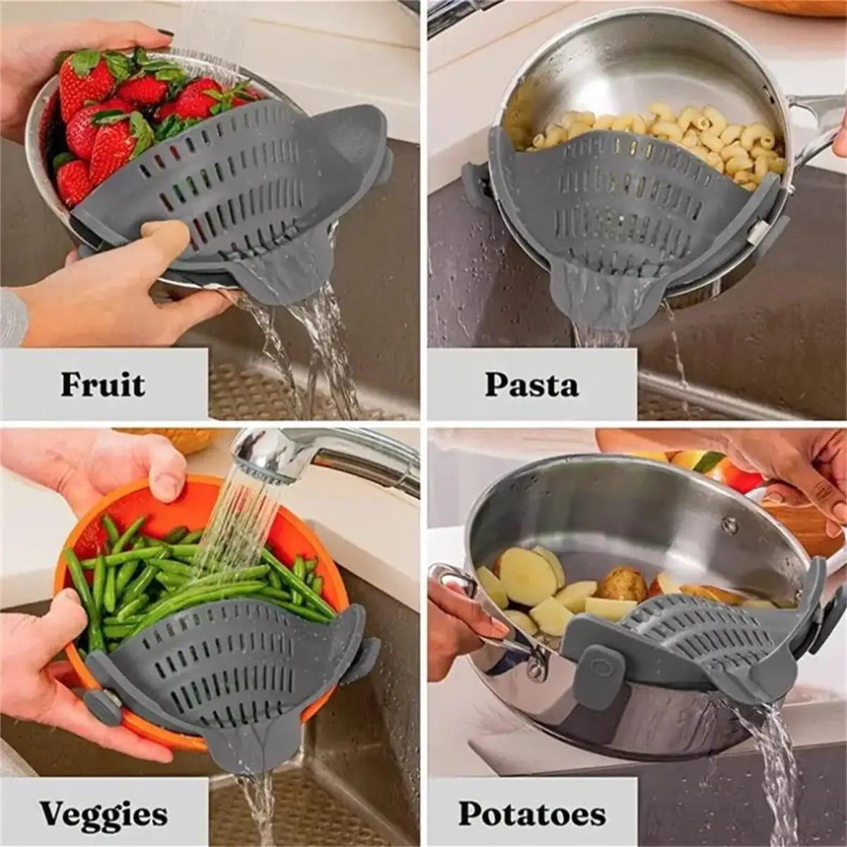 Adjustable Clip-On Pot Strainer – Kitchen Essential