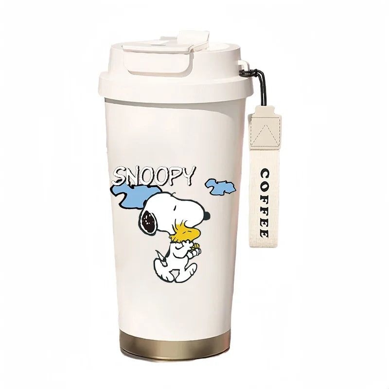 500ml Snoopy Thermos Bottle with Straw – Cute Cartoon Insulated Cup for Coffee, Tea & Milk