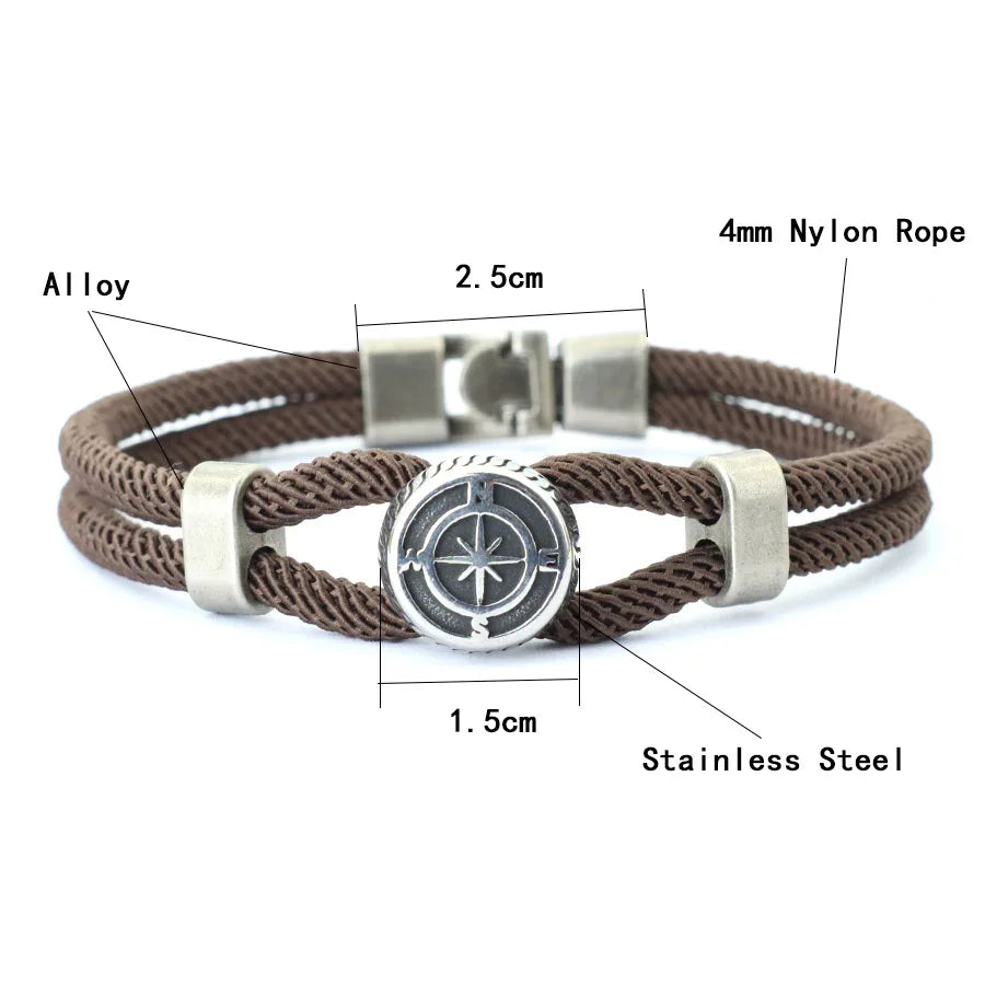 Stylish Compass Bracelet for Men – Retro Viking Ethnic Design