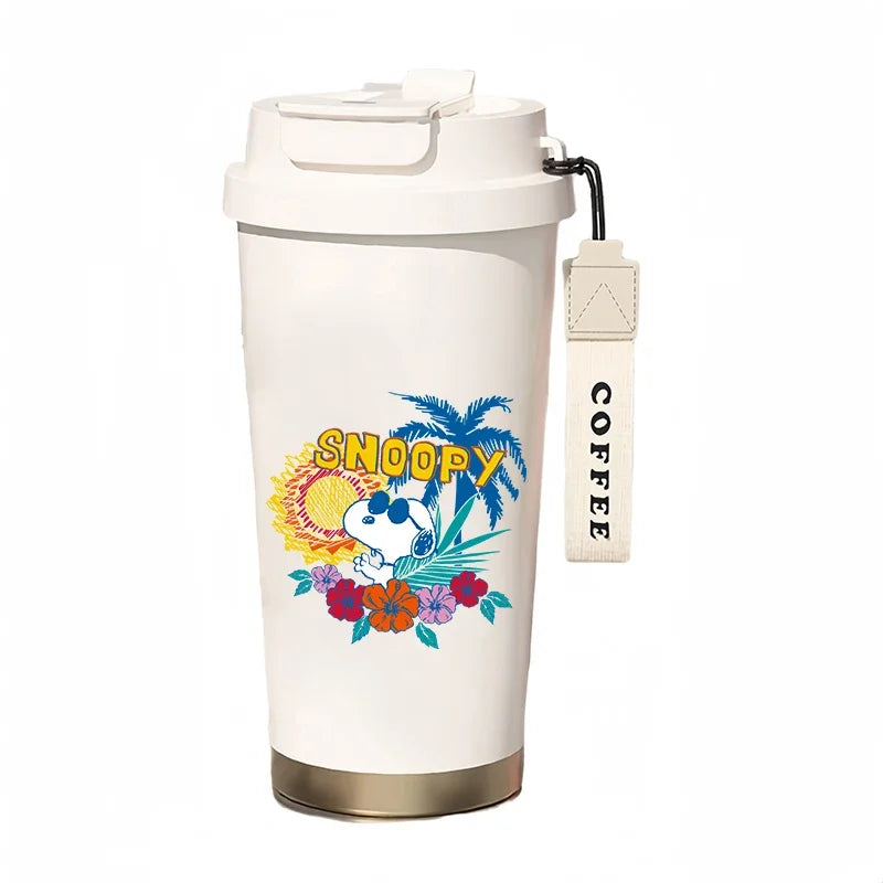 500ml Snoopy Thermos Bottle with Straw – Cute Cartoon Insulated Cup for Coffee, Tea & Milk