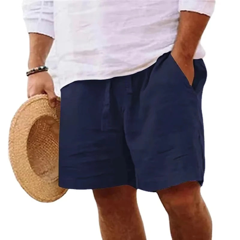 Men’s Cotton Linen Summer Shorts – Lightweight Casual Beach & Gym Pants | Breathable Drawstring Jogger Shorts