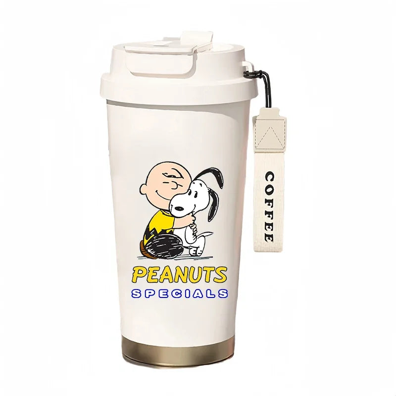 500ml Snoopy Thermos Bottle with Straw – Cute Cartoon Insulated Cup for Coffee, Tea & Milk