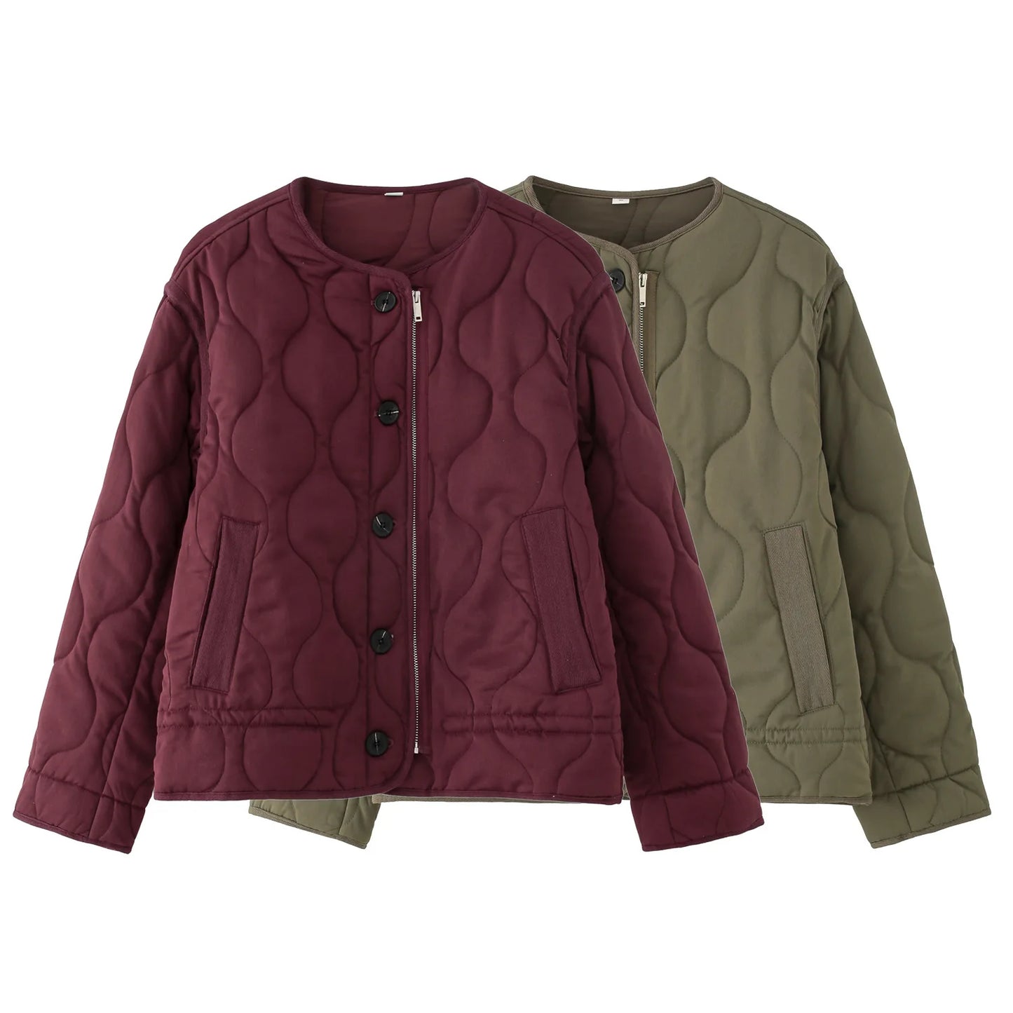 Women’s Quilted Bomber Jacket – Warm Padded Autumn/Winter Coat