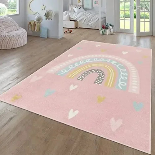 Rainbow Cartoon Kids Carpet – Soft, Non-Slip, Washable Rug